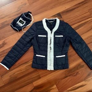 WHBM Navy & White Puffer Jacket